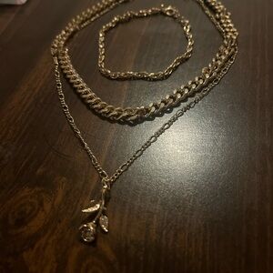 Colored Gold Layered Necklace and Ankle Bracelet Set! FREE additions